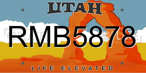 RMB5878 Utah License Plate