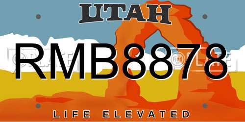 RMB8878 Utah License Plate