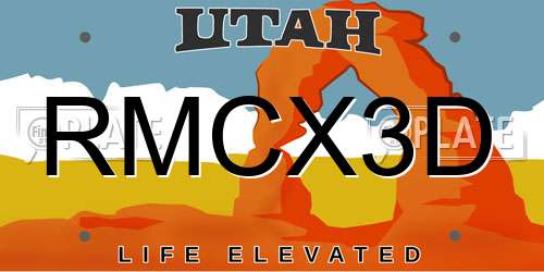 RMCX3D Utah License Plate