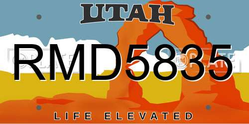 RMD5835 Utah License Plate