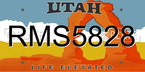 RMS5828 Utah License Plate
