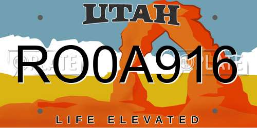 RO0A916 Utah License Plate