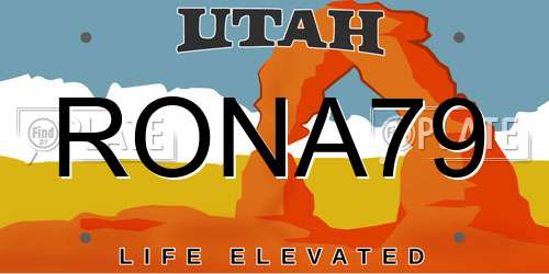 RONA79 Utah License Plate