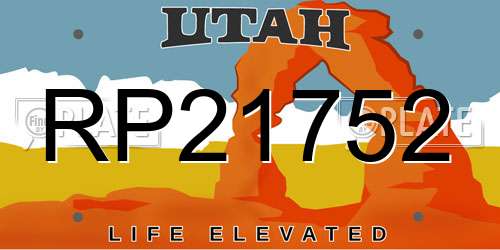 RP21752 Utah License Plate