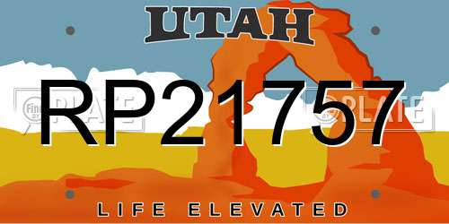 RP21757 Utah License Plate