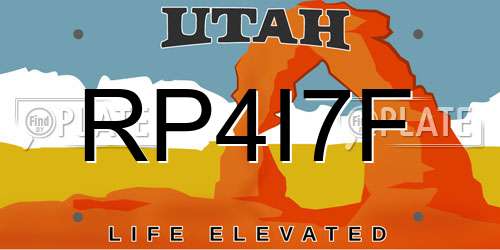 RP4I7F Utah License Plate