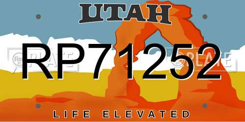 RP71252 Utah License Plate