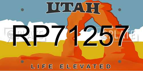 RP71257 Utah License Plate
