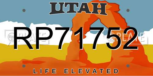 RP71752 Utah License Plate