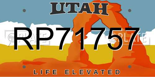 RP71757 Utah License Plate
