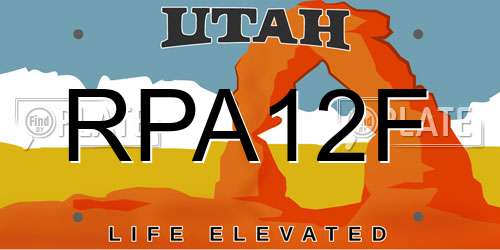 RPA12F Utah License Plate