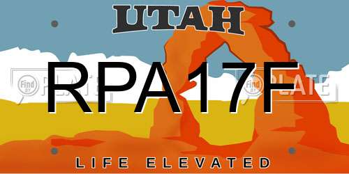 RPA17F Utah License Plate