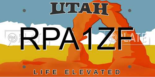 RPA1ZF Utah License Plate
