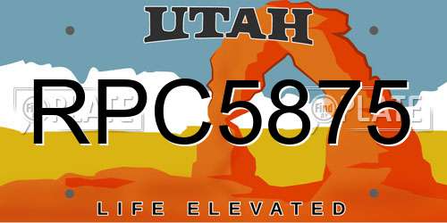 RPC5875 Utah License Plate