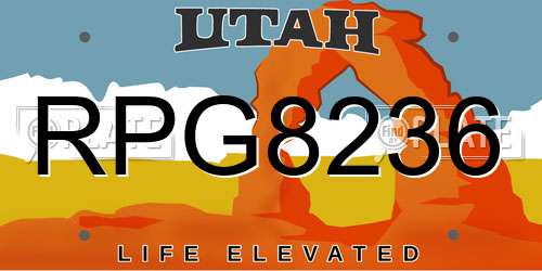 RPG8236 Utah License Plate