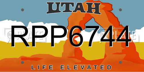 RPP6744 Utah License Plate