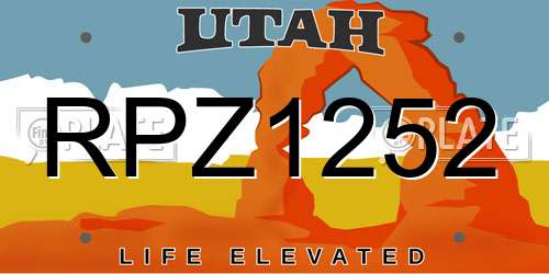 RPZ1252 Utah License Plate