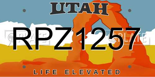 RPZ1257 Utah License Plate