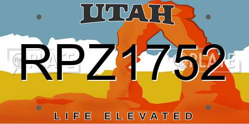RPZ1752 Utah License Plate