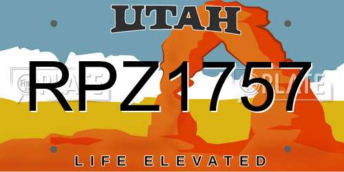 RPZ1757 Utah License Plate