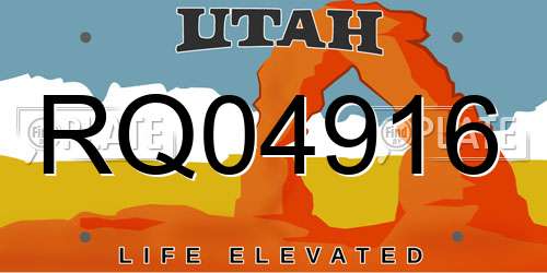 RQ04916 Utah License Plate