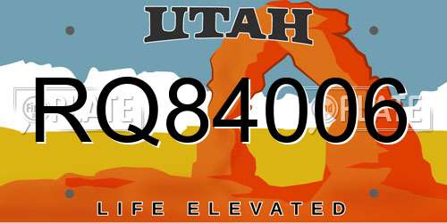 RQ84006 Utah License Plate