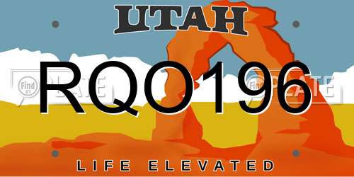 RQO196 Utah License Plate