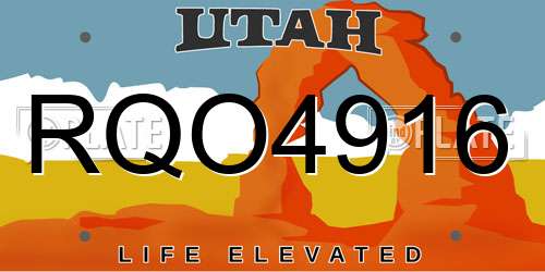 RQO4916 Utah License Plate