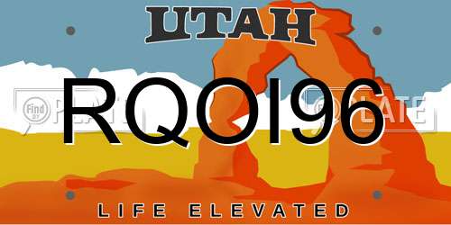 RQOI96 Utah License Plate