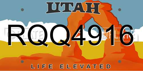RQQ4916 Utah License Plate