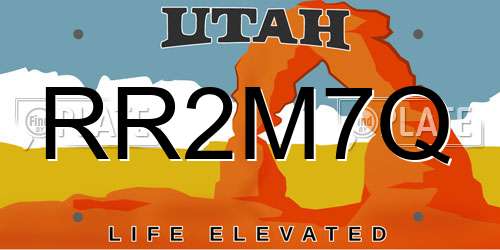 RR2M7Q Utah License Plate