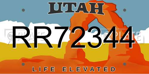 RR72344 Utah License Plate
