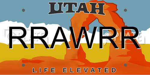 RRAWRR Utah License Plate