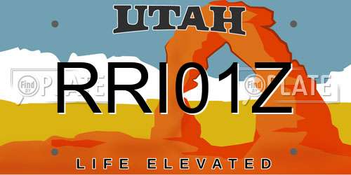 RRI01Z Utah License Plate