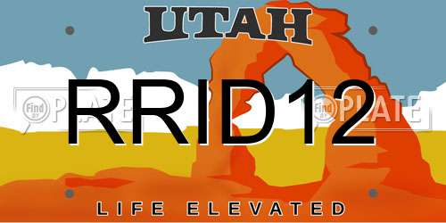 RRID12 Utah License Plate