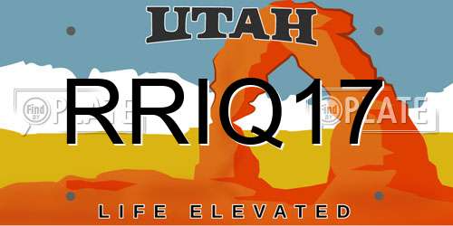 RRIQ17 Utah License Plate