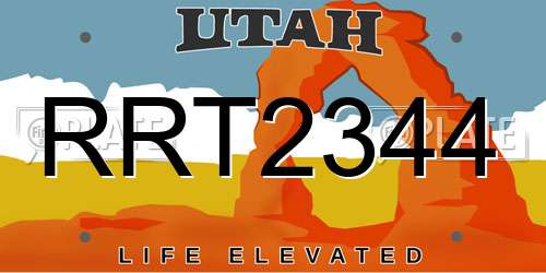 RRT2344 Utah License Plate