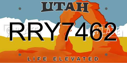 RRY7462 Utah License Plate