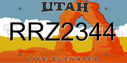 RRZ2344 Utah License Plate