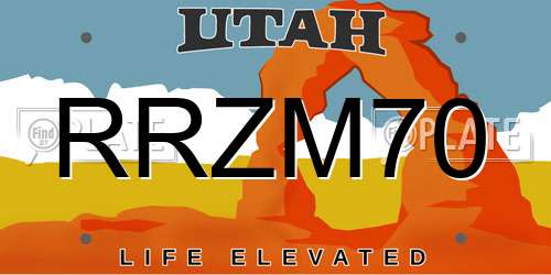 RRZM70 Utah License Plate