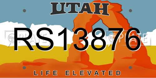 RS13876 Utah License Plate