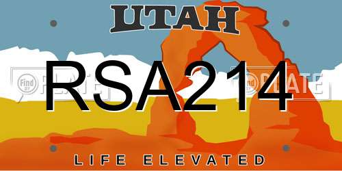 RSA214 Utah License Plate
