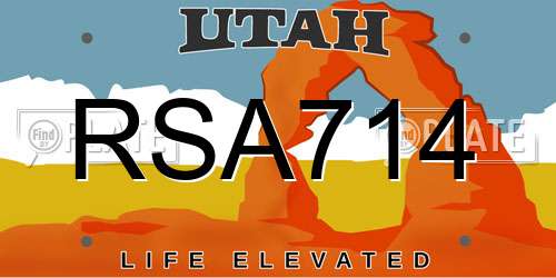 RSA714 Utah License Plate