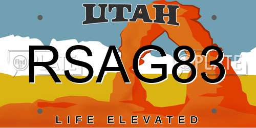 RSAG83 Utah License Plate