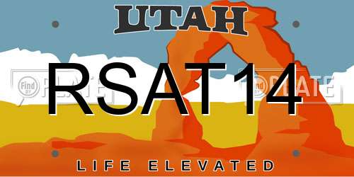 RSAT14 Utah License Plate