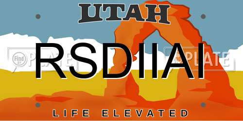 RSDIIAI Utah License Plate