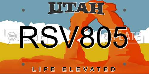 RSV805 Utah License Plate