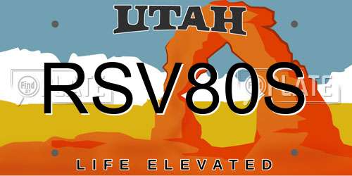 RSV80S Utah License Plate