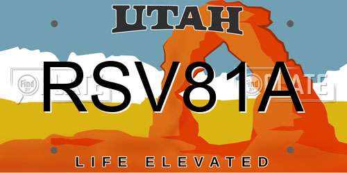 RSV81A Utah License Plate