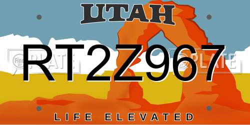 RT2Z967 Utah License Plate